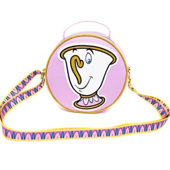 Disney Cross Body, Round, Beauty and the Beast Chip Lavender, Vegan Leather - Picture 6 of 7